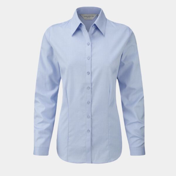 Russell Collection Ladies Long Sleeve Herringbone Shirt Thumbnail