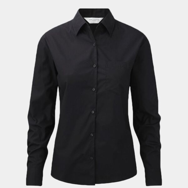 Russell Collection Ladies Long Sleeve Easy Care Cotton Poplin Shirt Thumbnail